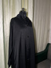Black Kaaj Button Front Open Abaya Set