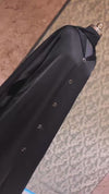 Black Kaaj Button Front Open Abaya Set